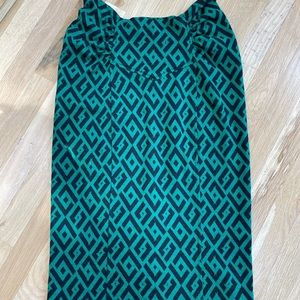 DVF Green Stretch Wool Skirt with Side Ruching